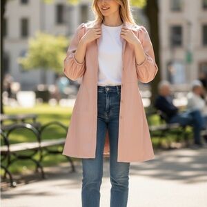 Dolce Cabo Blush Longline Vegan Leather Jacket – 3/4 Sleeves